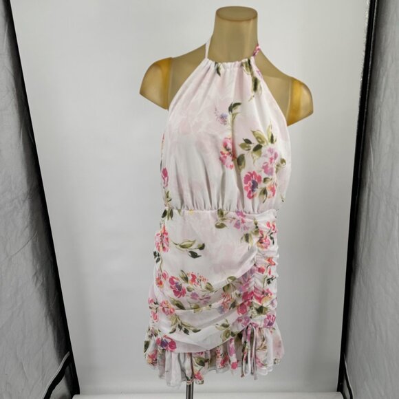 Guess Womens Floral Print Halter Dress size XL White & Pink - Picture 10 of 15
